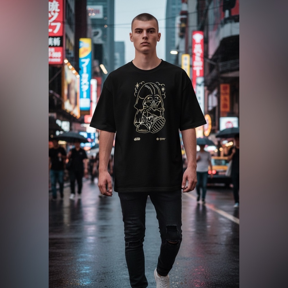 Mens Star Wars collectible T-shirt
Black short sleeve
Classic graphic detail
NWT